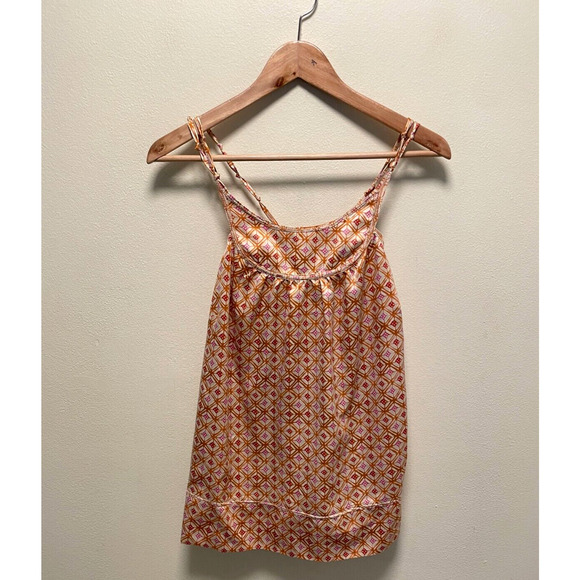 BCBGeneration Womens Top Size Small Orange Abstract Satin Strappy Boho Fairy Y2K - Picture 1 of 8